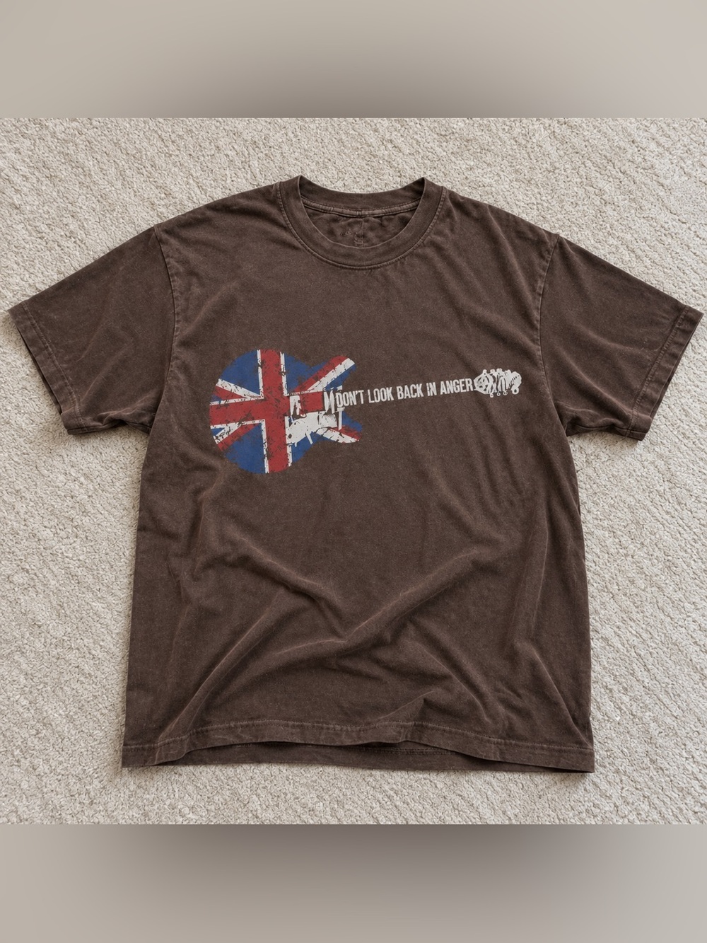 Gildan Reprint Dark Chocolate Short-Sleeve Graphic Tee with Union Jack Guitar